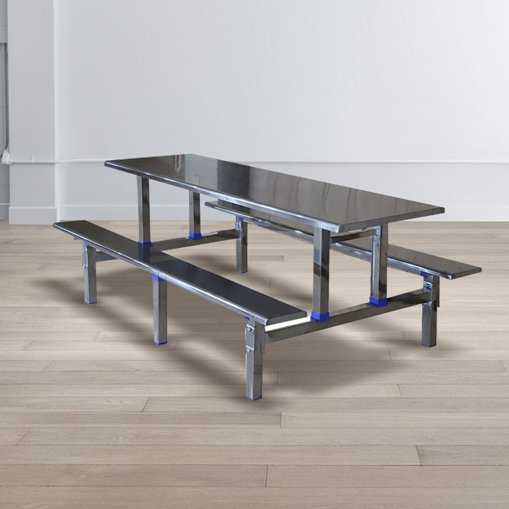 LIVARA Integrated Dinning Table&Chair Set Stainless Steel - Silver