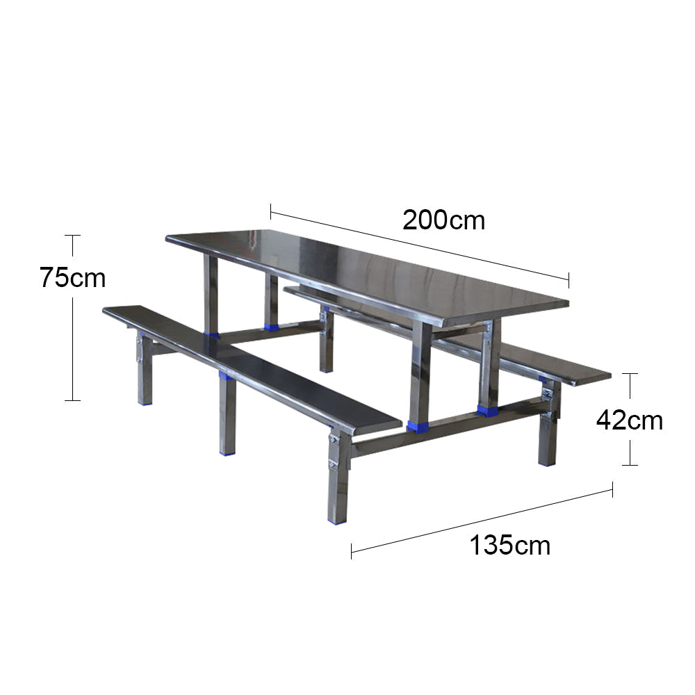 LIVARA Integrated Dinning Table&Chair Set Stainless Steel - Silver