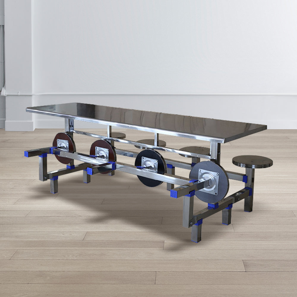 LIVARA Integrated Dinning Table&Chair Set Stainless Steel - Silver