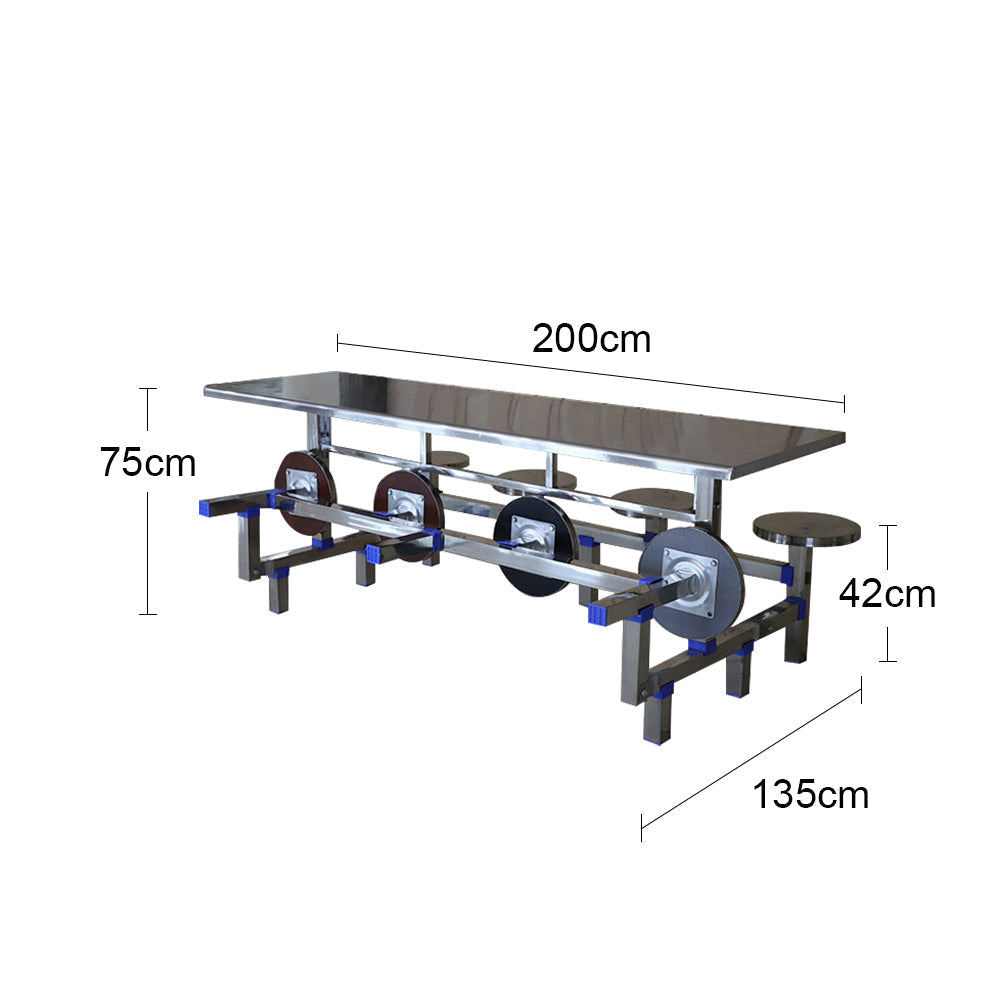 LIVARA Integrated Dinning Table&Chair Set Stainless Steel - Silver