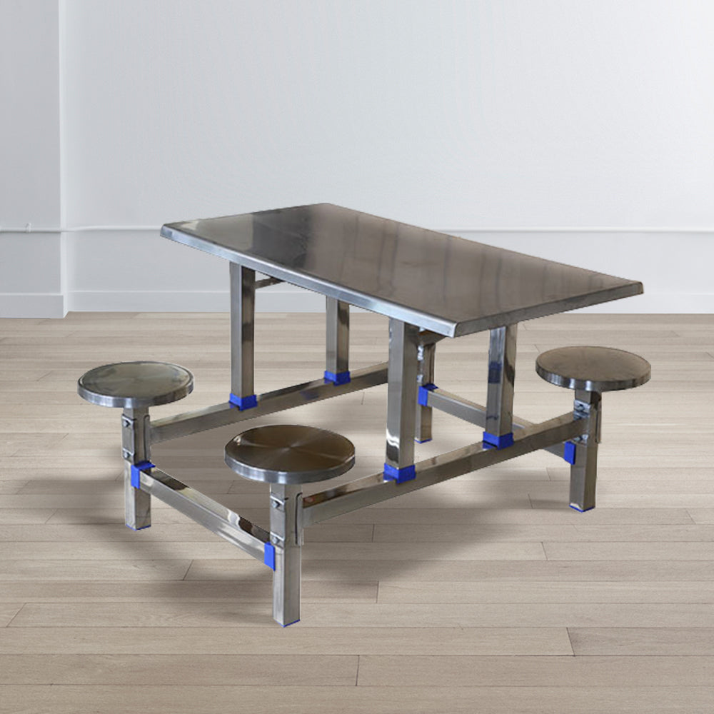 LIVARA Integrated Dinning Table&Chair Set Stainless Steel - Silver