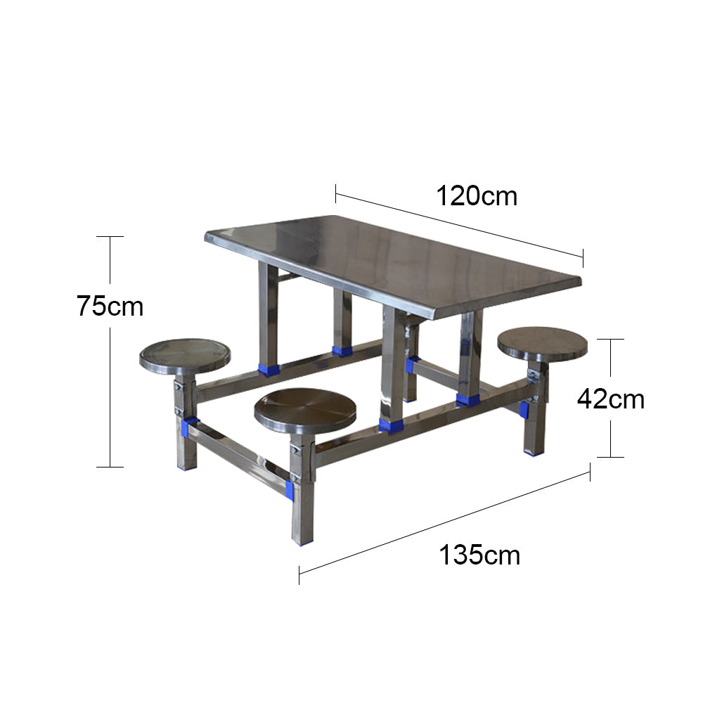 LIVARA Integrated Dinning Table&Chair Set Stainless Steel - Silver