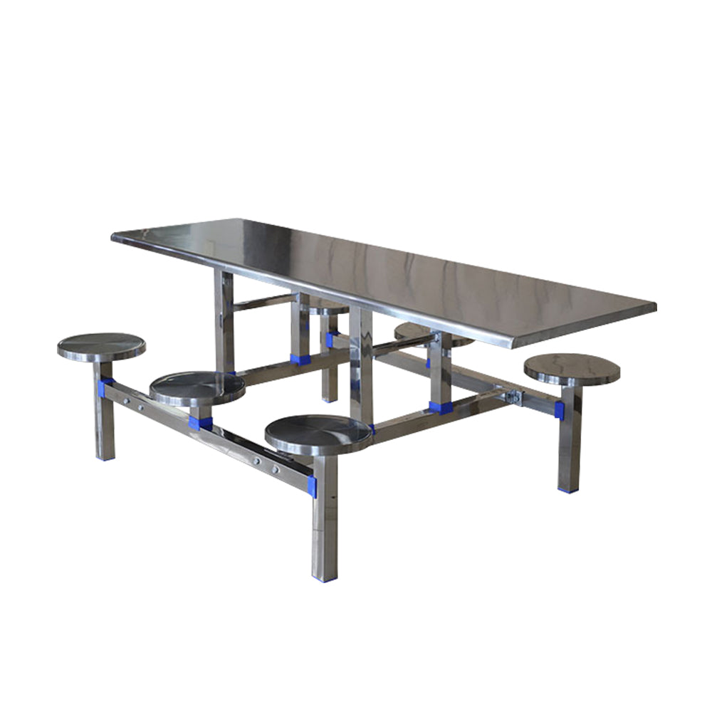 LIVARA Integrated Dinning Table&Chair Set Stainless Steel - Silver