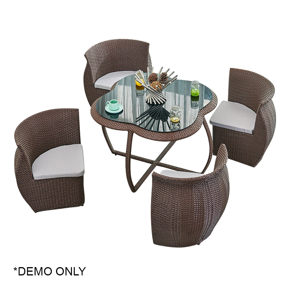 SOLARA 5-Piece PE Rattan One Table Four Chairs Table&Chair Set Easy to Store