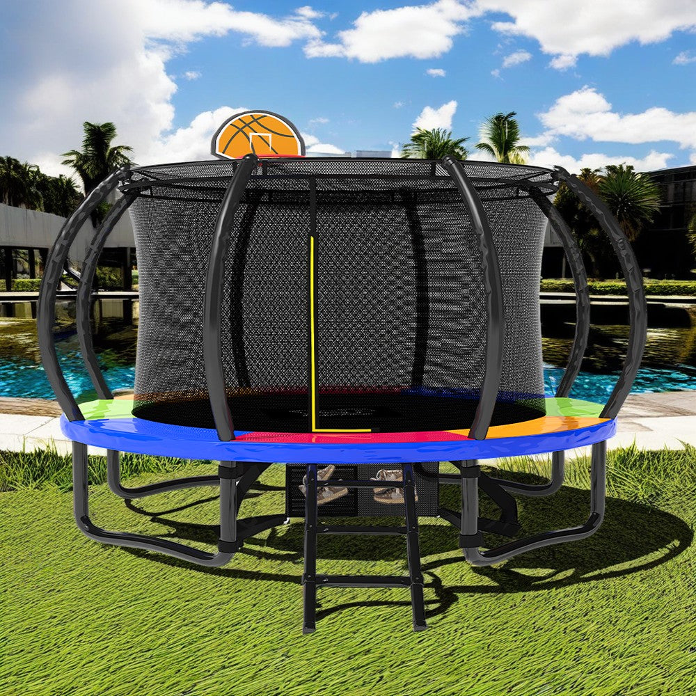 POP MASTER 6/8/10/12/14/16FT Curved Trampoline With PE Sunshade Cover