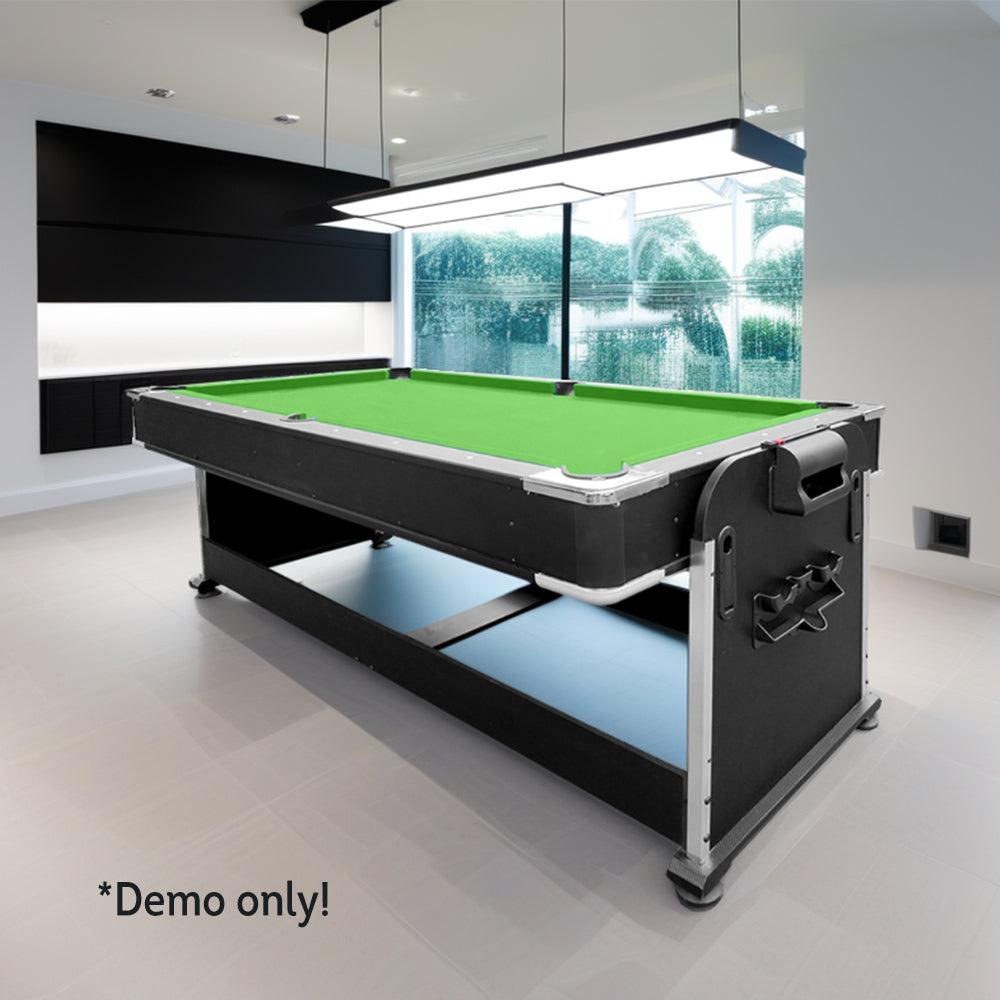 VERSA 4-IN-1 7Ft Convertible Table Air Hockey, Pool Billiards, Dining, and Table Tennis for Billiard Game Rooms with Free Accessories - Green Felt